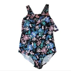 Christina Floral One Piece Swimsuit - Black, Blue, Pink